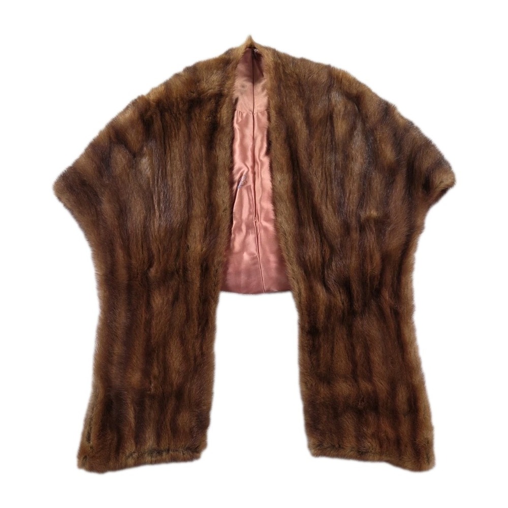 Vintage‎ Mink Fur Stole Wrap 1950s Sleeveless
